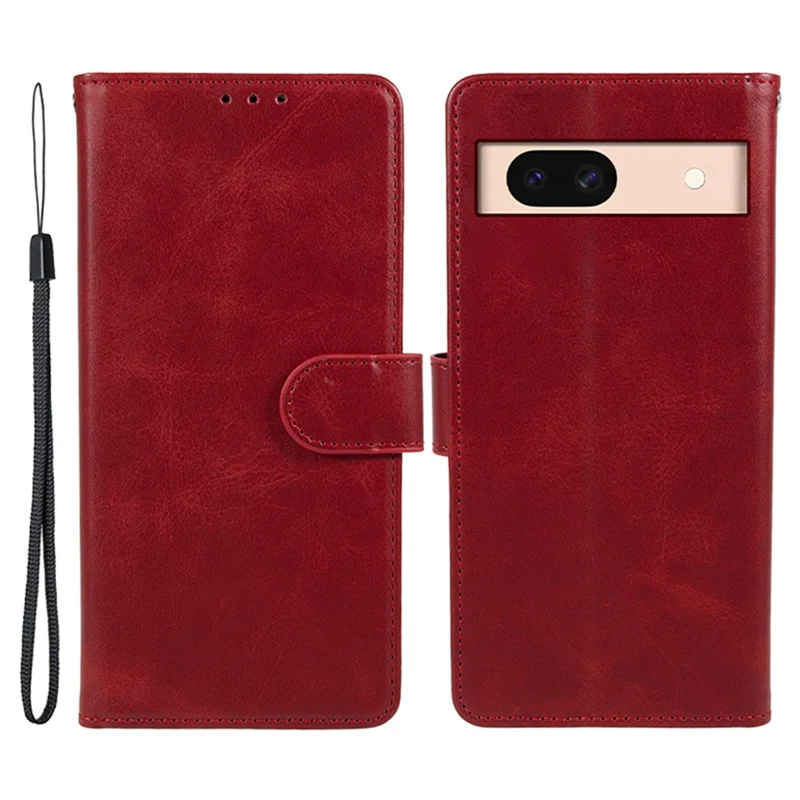 Mobildæksel til Google Pixel 8a, kuvert med magnetlås i PU-læder med standfunktion og tegnebog - Rød