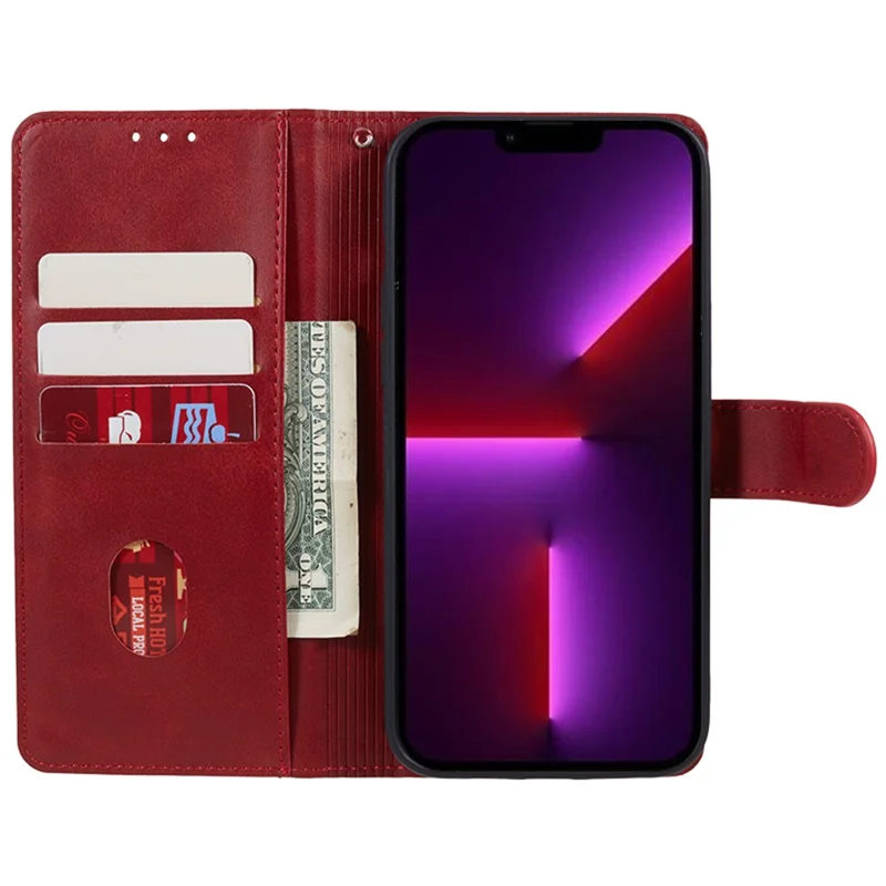 Mobildæksel til Google Pixel 8a, kuvert med magnetlås i PU-læder med standfunktion og tegnebog - Rød