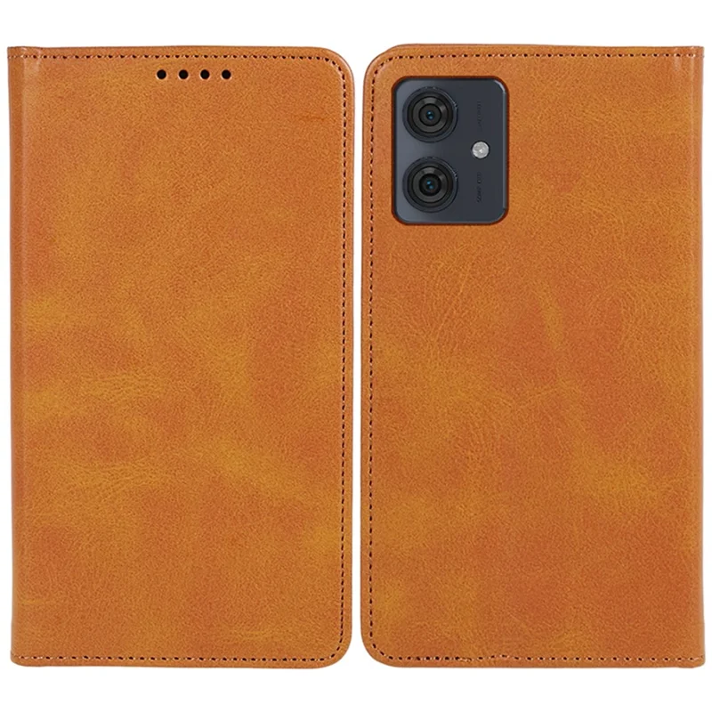 For Motorola Moto G54 5G Case Calf Texture PU Leather Shell Drop-proof Wallet Stand Phone Cover - Khaki