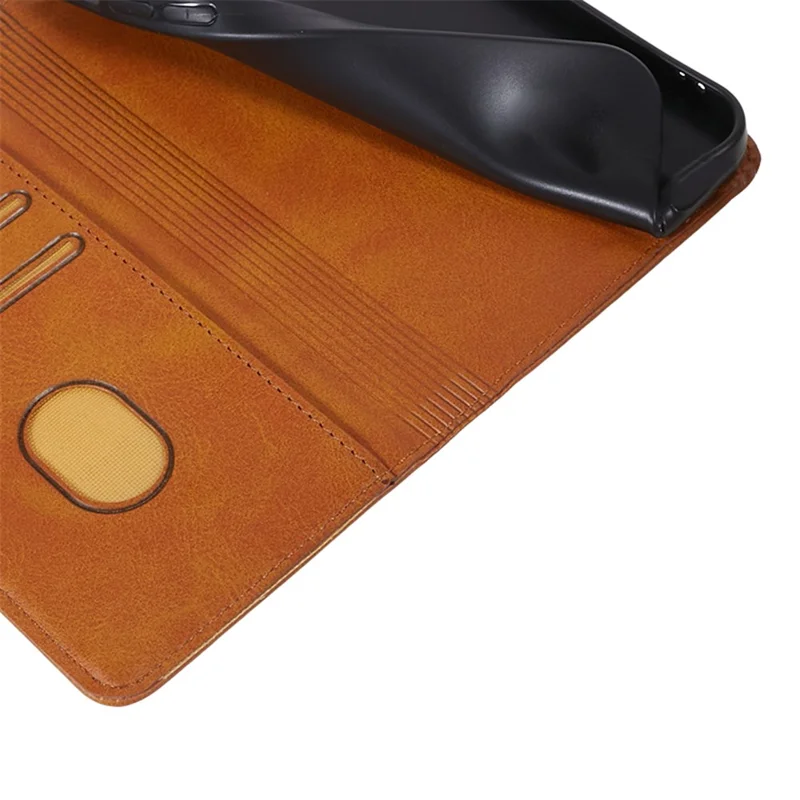 For Motorola Moto G54 5G Case Calf Texture PU Leather Shell Drop-proof Wallet Stand Phone Cover - Khaki