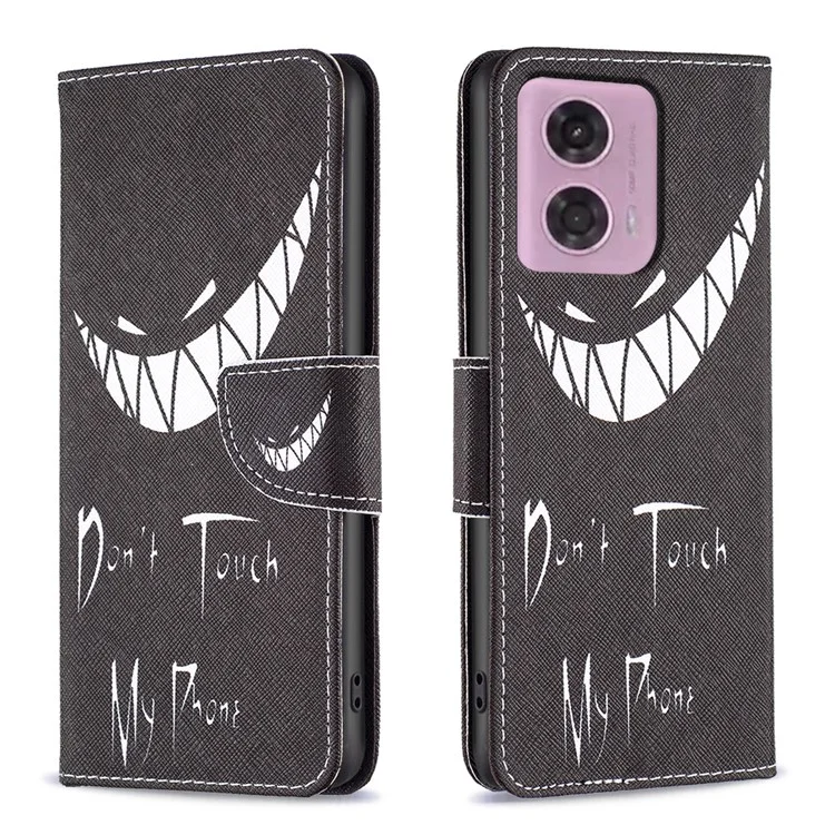 Für Motorola Moto G45 5G / G34 5G Flip Leder Brieftasche Hülle Kartenfach Muster Handyhülle - Fass mein Telefon nicht an