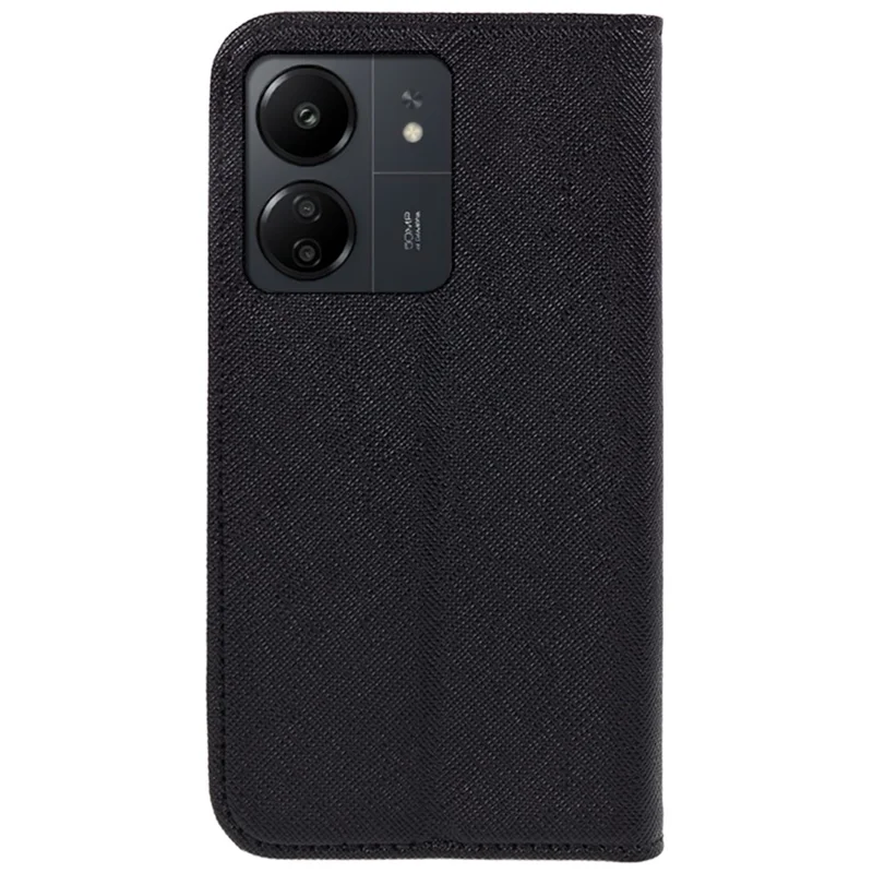 For Xiaomi Redmi 13C 4G / Poco C65 4G Cell Phone Case Magnetic Flip Stand Wallet Shockproof Cover - Black