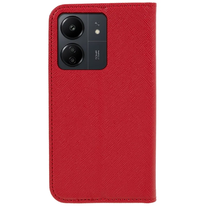 For Xiaomi Redmi 13C 4G / Poco C65 4G Cell Phone Case Magnetic Flip Stand Wallet Shockproof Cover - Red