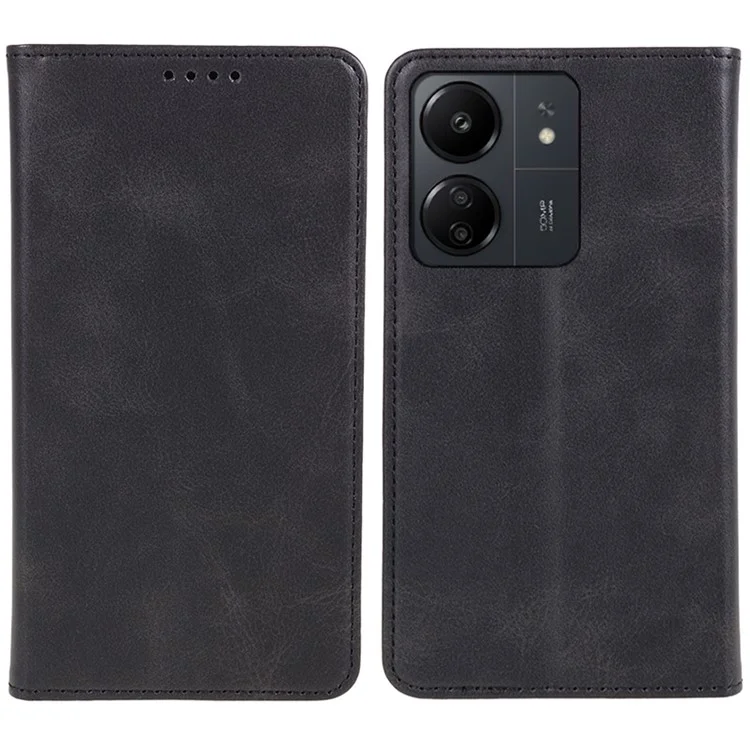 Per Xiaomi Redmi 13C 4G / Poco C65 4G Custodia per telefono cellulare Calf Texture PU Leather Stand Anti-drop Cover - Nero