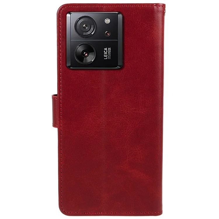 PU Leather Phone Cover for Xiaomi 13T / 13T Pro / Redmi K60 Ultra Case Wallet Stand Shell - Red