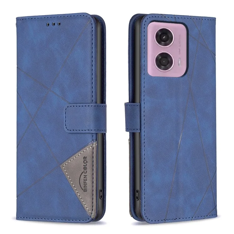 BINFEN COLOR BF05 для Motorola Moto G45 5G / G34 5G Wallet Phone Cover Кожаный чехол с тисненым рисунком - Синий
