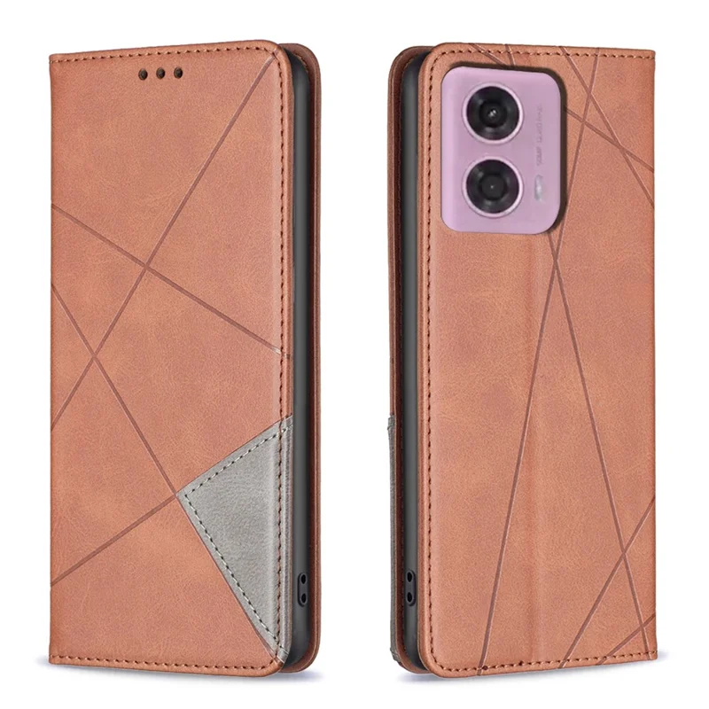 For Motorola Moto G45 5G / G34 5G Imprinted Leather Phone Case with Card Slots - Brown