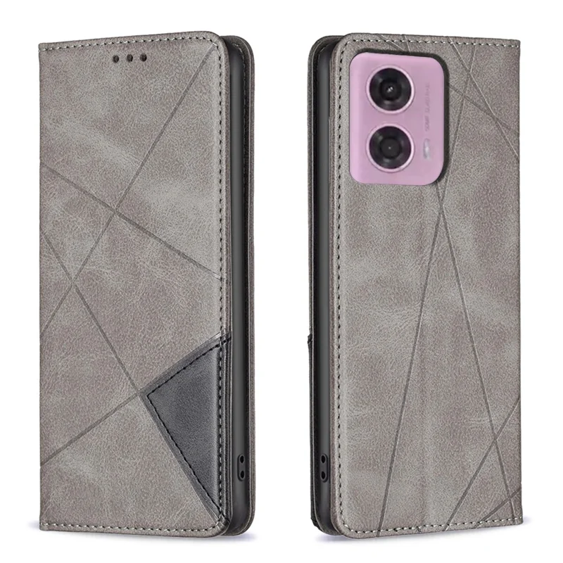For Motorola Moto G45 5G / G34 5G Imprinted Leather Phone Case with Card Slots - Grey