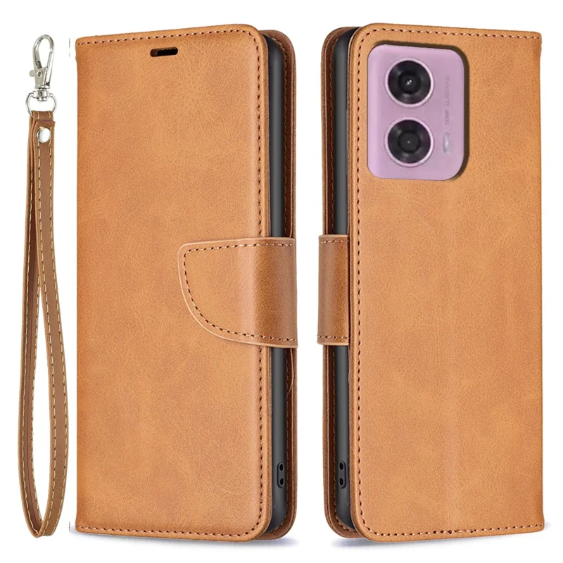 For Motorola Moto G45 5G / G34 5G Leather Case Wallet Phone Protective Cover - Yellow