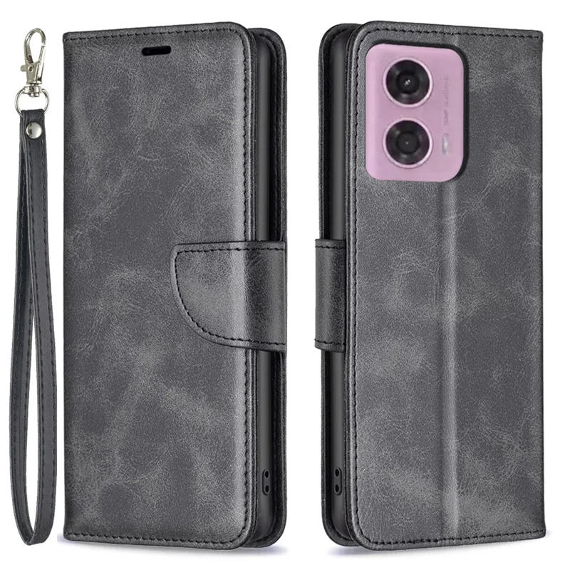 For Motorola Moto G45 5G / G34 5G Leather Case Wallet Phone Protective Cover - Black