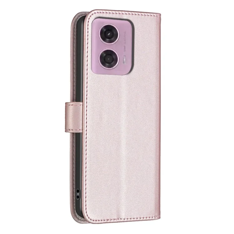 BINFEN COLOR BF17 Para Motorola Moto G45 5G / G34 5G Funda Cartera de Cuero - Rosa Dorado
