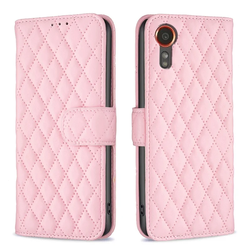 BINFEN COLOR BF Style-14 For Samsung Galaxy Xcover7 Wallet Case Imprinted Leather Cover - Pink