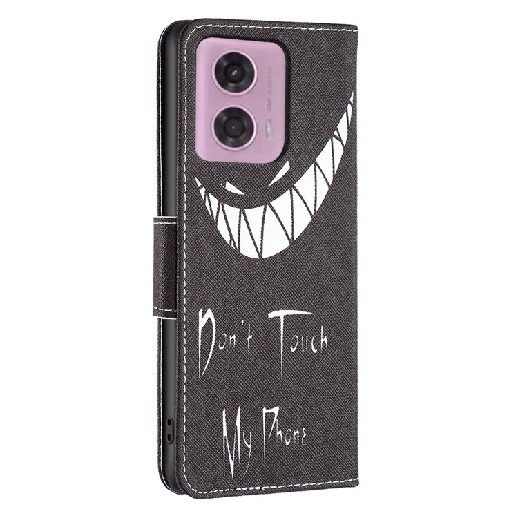 Per Motorola Moto E14 4G / G04 4G / G04s 4G / G24 4G Wallet Phone Case Pattern Design Magnetic Folio Cover - Non toccare il mio telefono
