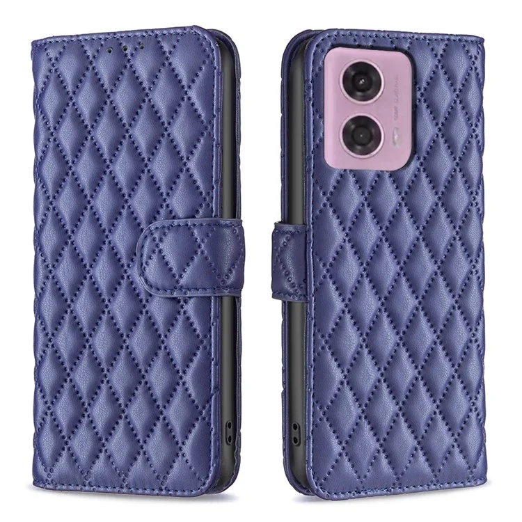BINFEN COLOR BF Style-14 For Motorola Moto E14 4G / G04 4G / G04s 4G / G24 4G Matte Leather Case Wallet Phone Cover - Blue