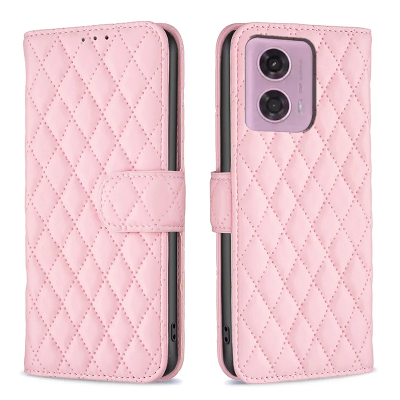 BINFEN COLOR BF Style-14 For Motorola Moto E14 4G / G04 4G / G04s 4G / G24 4G Matte Leather Case Wallet Phone Cover - Pink