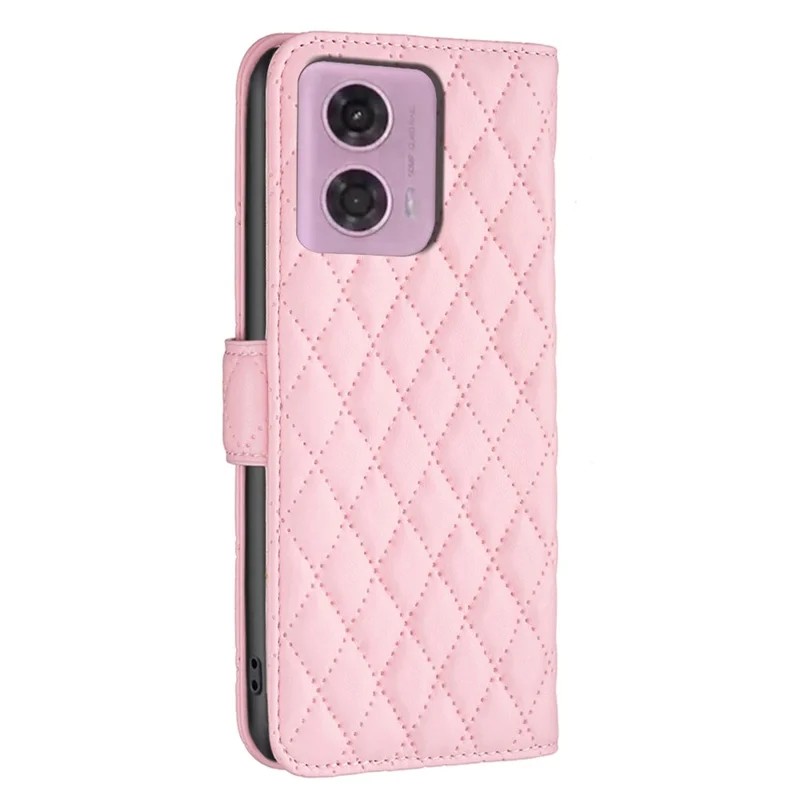 BINFEN COLOR BF Style-14 For Motorola Moto E14 4G / G04 4G / G04s 4G / G24 4G Matte Leather Case Wallet Phone Cover - Pink