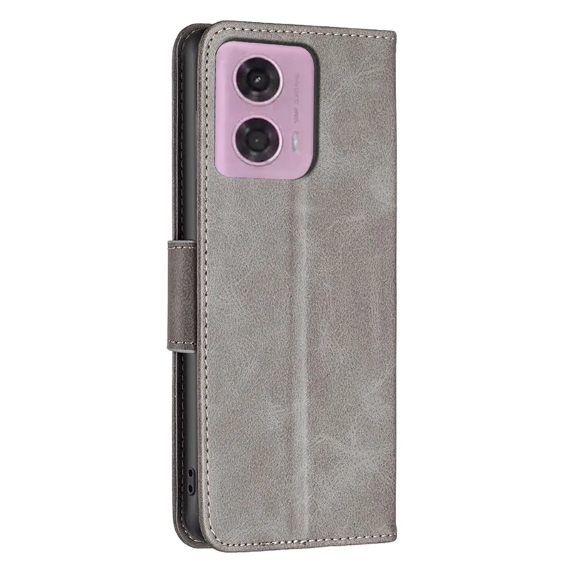 For Motorola Moto E14 4G / G04 4G / G04s 4G / G24 4G Leather Phone Case Anti-Drop Wallet Phone Cover - Grey