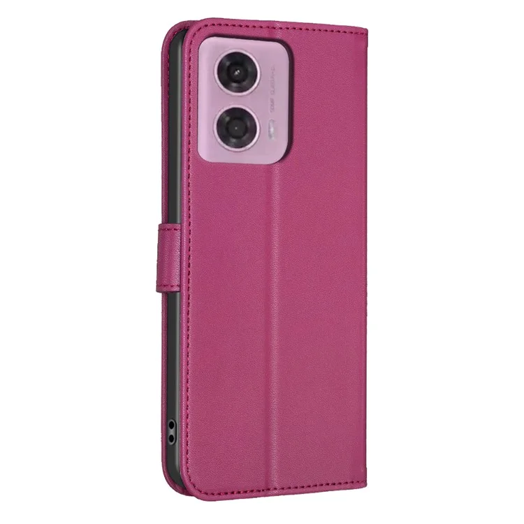 Para Motorola Moto E14 4G / G04 4G / G04s 4G / G24 4G Clover Pattern Leather Case Phone Wallet Stand - Rose