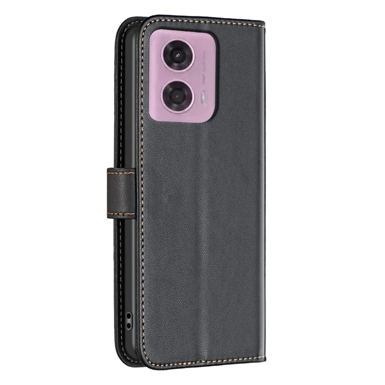 BINFEN COLOR BF17 For Motorola Moto E14 4G / G04 4G / G04s 4G / G24 4G Leather Case Drop-Proof Phone Cover - Black
