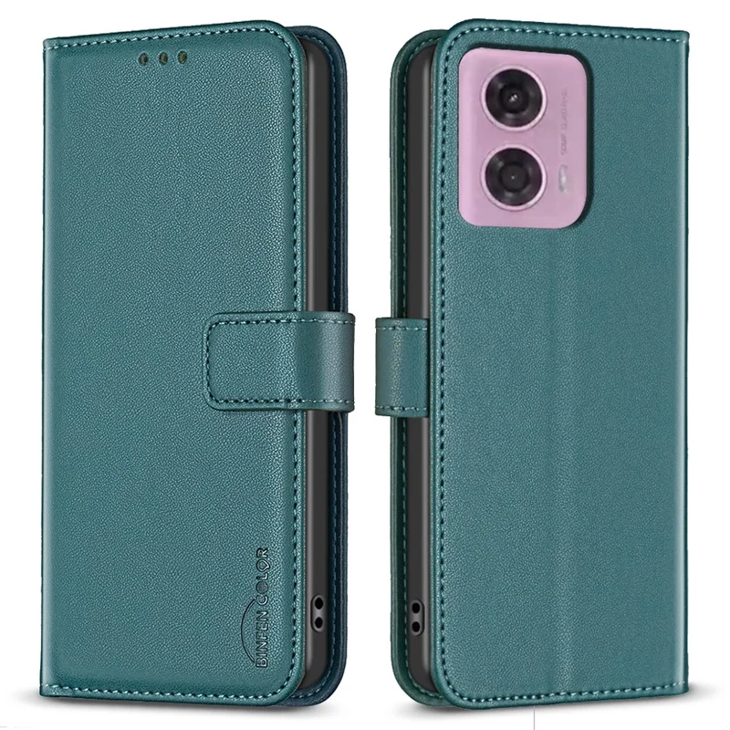 BINFEN COLOR BF17 For Motorola Moto E14 4G / G04 4G / G04s 4G / G24 4G Leather Case Drop-Proof Phone Cover - Green