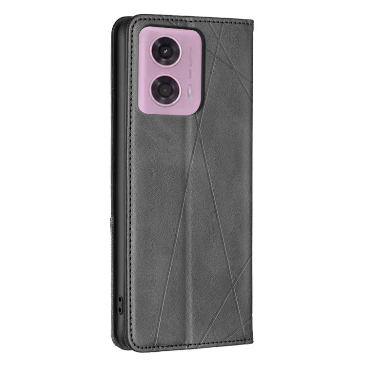 Pour Motorola Moto E14 4G / G04 4G / G04s 4G / G24 4G étui de téléphone avec fentes pour cartes Housse en cuir PU imprimée - Noir