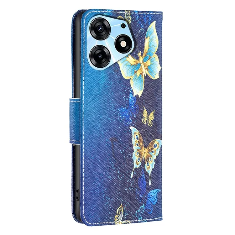 Pour Infinix Hot 40 / Hot 40 Pro Housse de Protection en Cuir pour Téléphone Portefeuille à Motifs Imprimés - Papillons Dorés