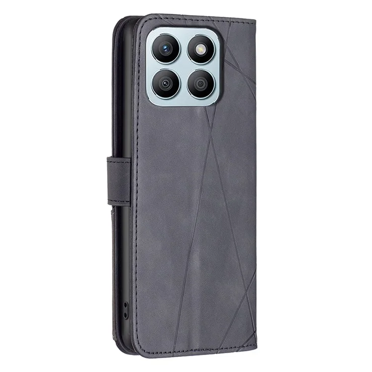 BINFEN COLOR BF05 For Honor X8b 4G Billetera Teléfono Caso Impreso Línea Geométrica - Negro
