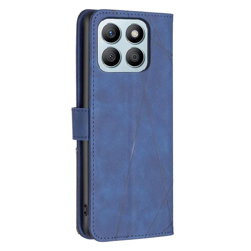 BINFEN COLOR For Honor X8b 4G Phone Cases Wallet Stand Geometry Imprint Leather Cover - Blue