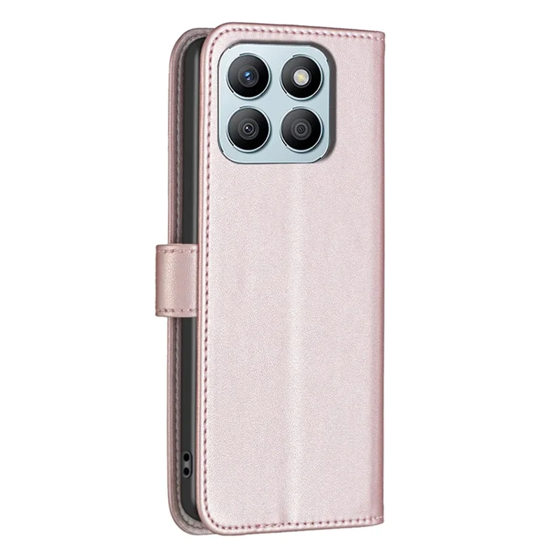 BINFEN COLOR BF17 For Honor X8b 4G Leather Phone Case Cover with Wallet Stand - Rose Gold