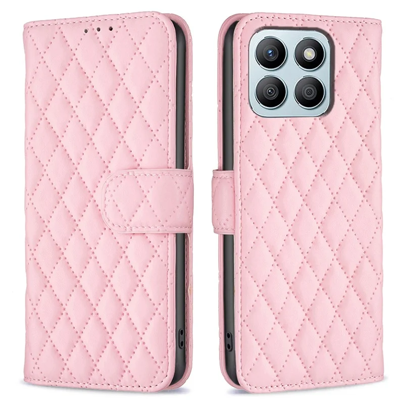 BINFEN COLOR BF Style-14 For Honor X8b 4G Leather Case Flip Wallet Phone Cover - Pink