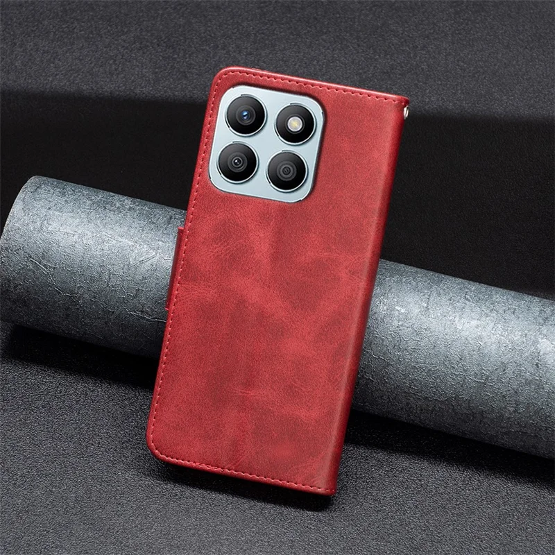 For Honor X8b 4G Phone Case Wallet Stand Flip Leather Cover - Red