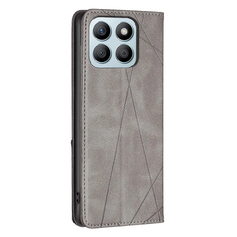 For Honor X8b 4G Phone Case Imprinted PU Leather Cover with Card Slots - Grey