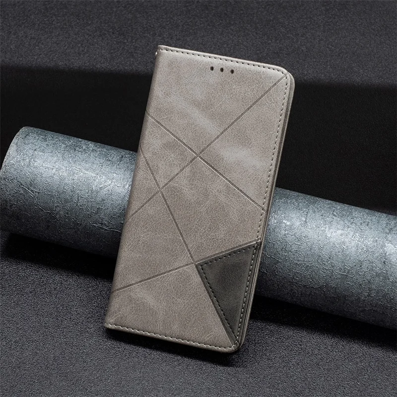 For Honor X8b 4G Phone Case Imprinted PU Leather Cover with Card Slots - Grey