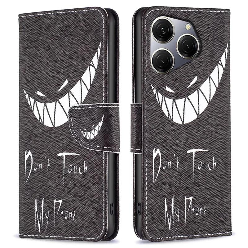 For TECNO Spark 20 Pro Case Wallet with Card Holder Pattern PU Leather Phone Cover - Don't Touch My Phone