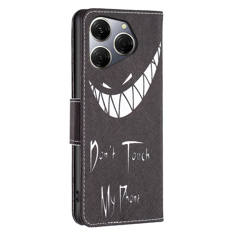 For TECNO Spark 20 Pro Case Wallet with Card Holder Pattern PU Leather Phone Cover - Don't Touch My Phone