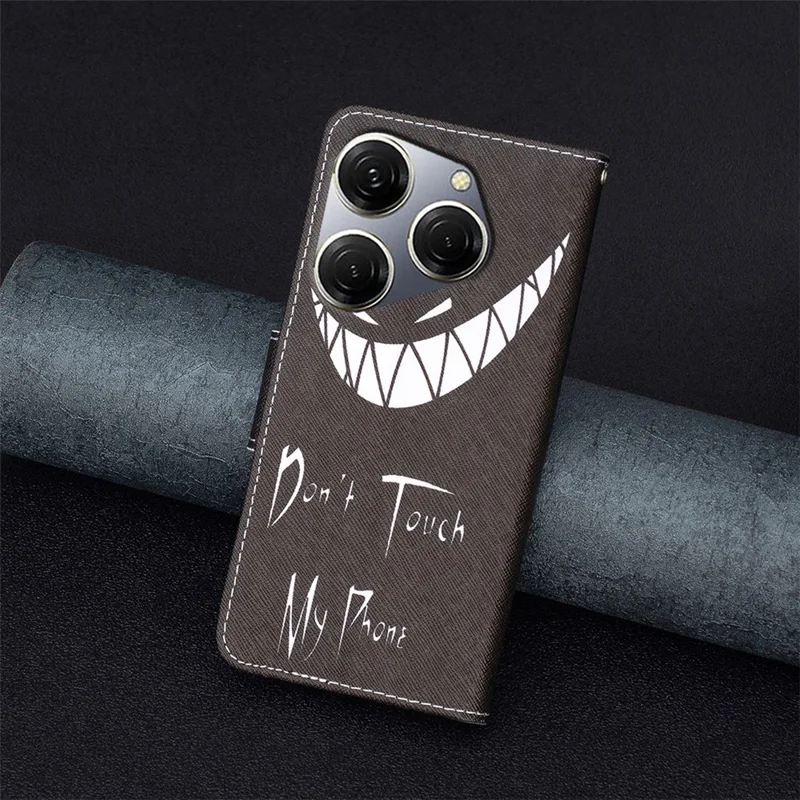 For TECNO Spark 20 Pro Case Wallet with Card Holder Pattern PU Leather Phone Cover - Don't Touch My Phone
