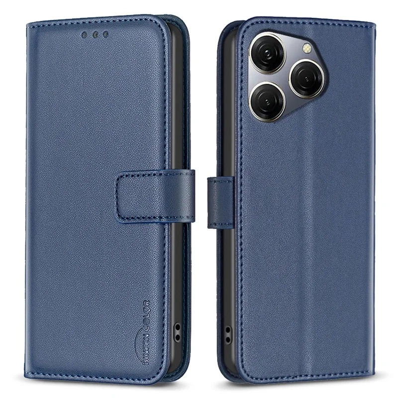 BINFEN COLOR BF17 For TECNO Spark 20 Pro PU Leather Case Phone Wallet Cover - Blue