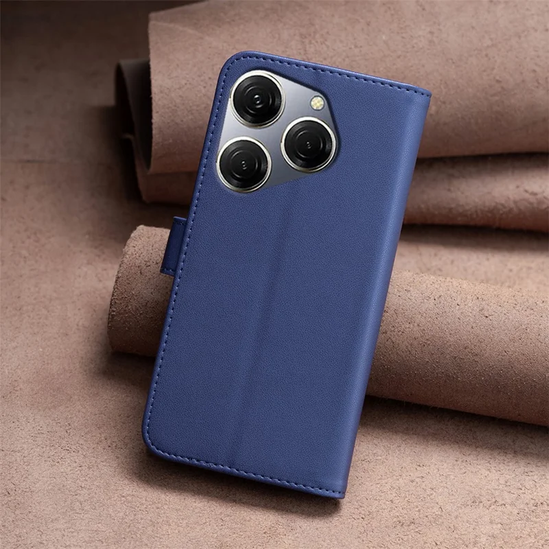 BINFEN COLOR BF17 For TECNO Spark 20 Pro PU Leather Case Phone Wallet Cover - Blue