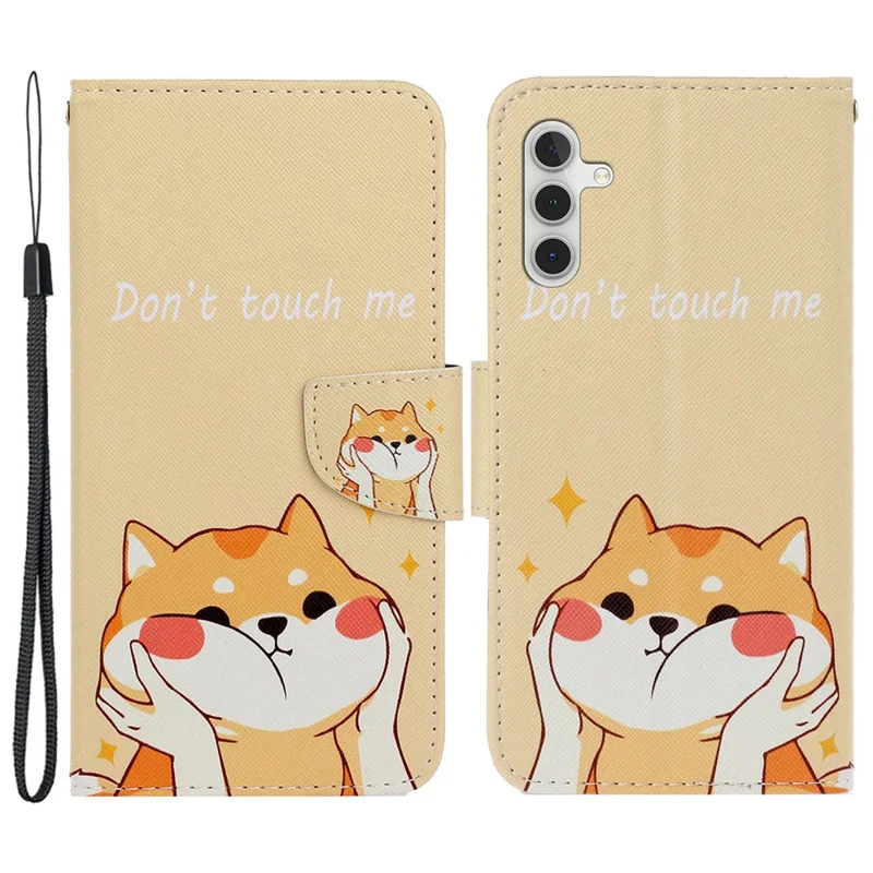 Leather Case for Samsung Galaxy A55 5G Shell Pattern Print Design Wallet Phone Cover - Akita Dog