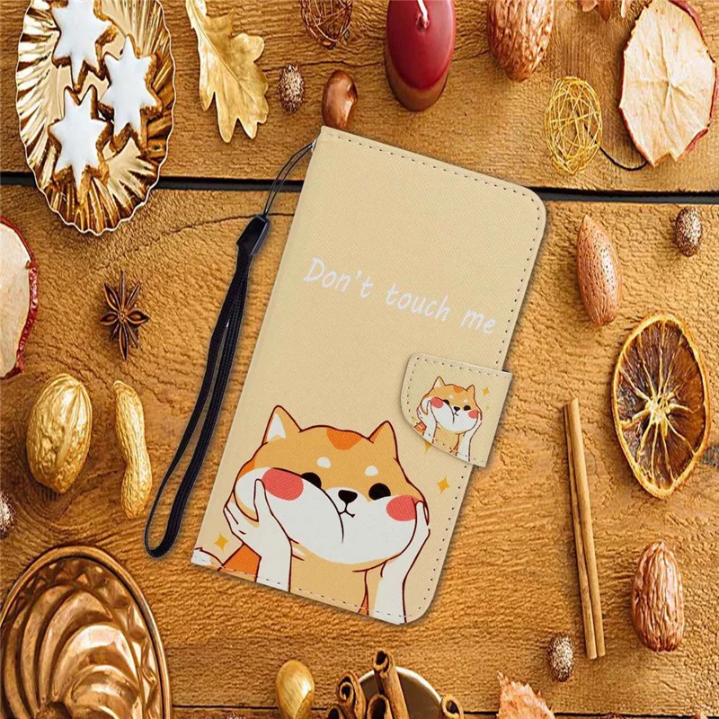 Leather Case for Samsung Galaxy A55 5G Shell Pattern Print Design Wallet Phone Cover - Akita Dog