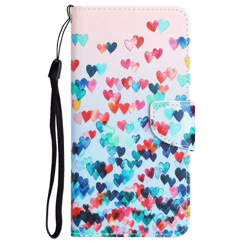 Para Samsung Galaxy A35 5G Case Pattern Printing PU Leather Phone Stand Cover - Love Heart