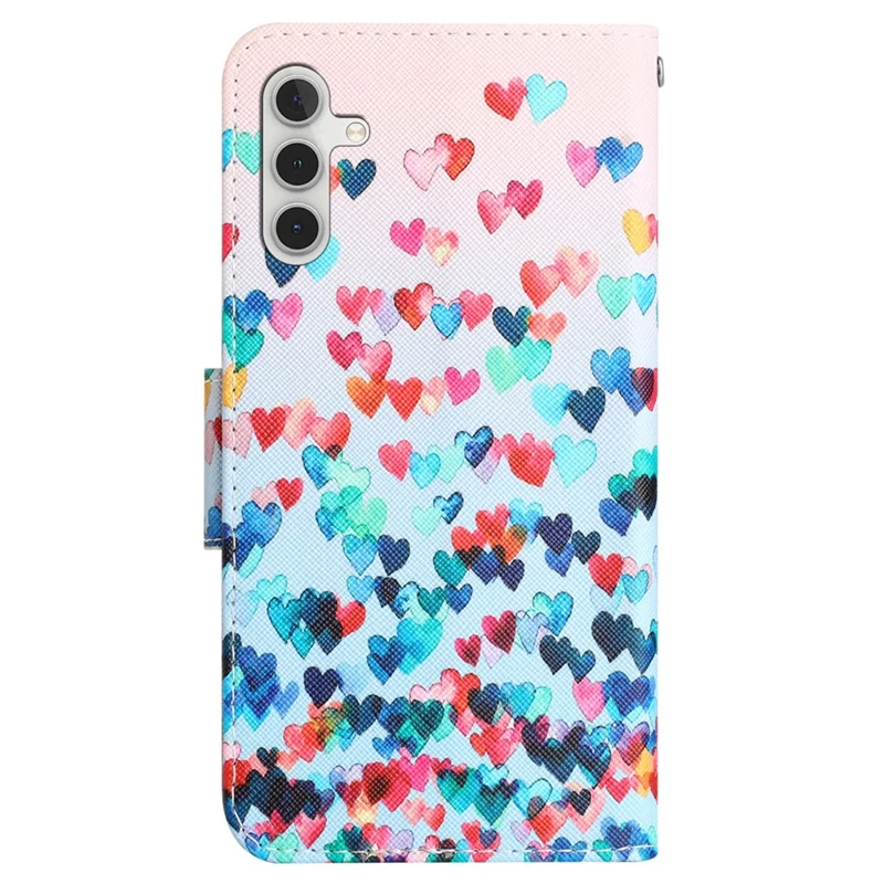 Para Samsung Galaxy A35 5G Case Pattern Printing PU Leather Phone Stand Cover - Love Heart