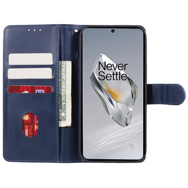 Phone Cover for OnePlus 12R 5G / Ace 3 5G Case Magnetic Clasp PU Leather Wallet Stand Shell - Blue