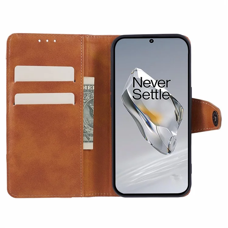 Cell Phone Cover for OnePlus 12R 5G / Ace 3 5G PU Leather Magnetic Wallet Stand Case - Brown