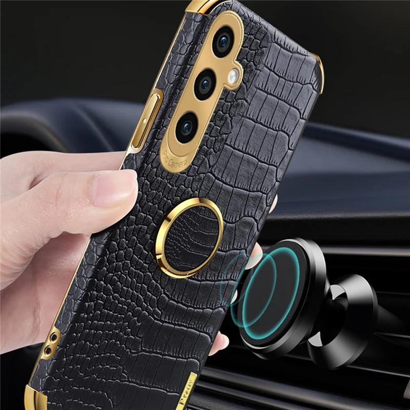 For Samsung Galaxy A05s 4G Cell Phone Case 6D Electroplating Ring Kickstand Leather+TPU Cover - Red