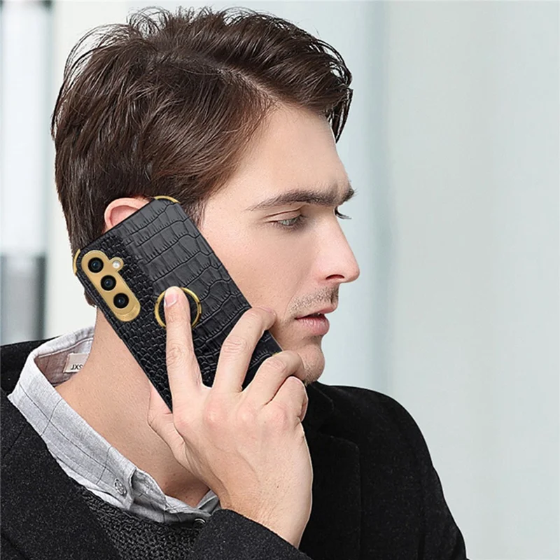 For Samsung Galaxy A05s 4G Cell Phone Case 6D Electroplating Ring Kickstand Leather+TPU Cover - Red