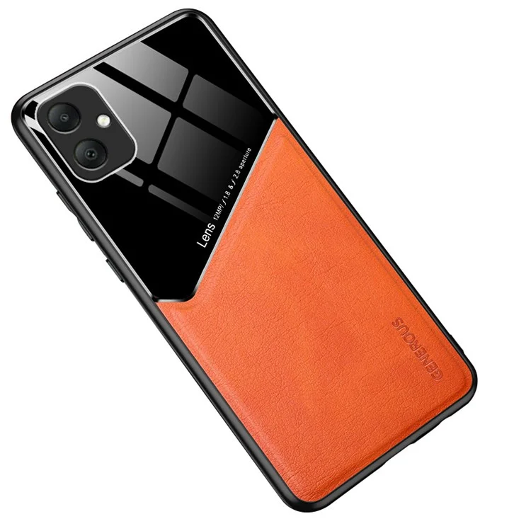 Para Samsung Galaxy A05 4G Case PU+TPU+PC Magnetic Car Mount Phone Cover - Naranja