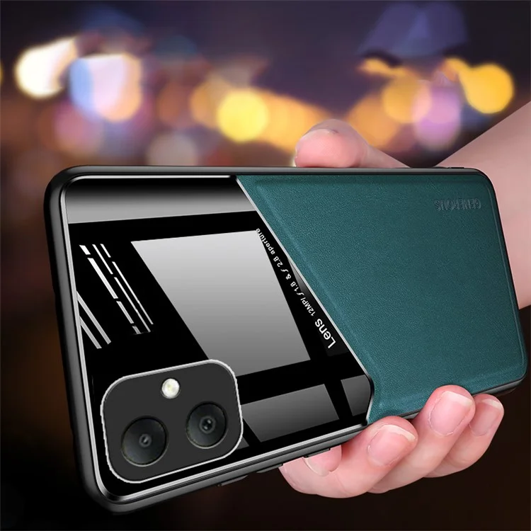 Para Samsung Galaxy A05 4G Case PU+TPU+PC Magnetic Car Mount Phone Cover - Naranja