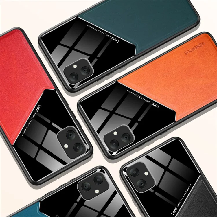 Para Samsung Galaxy A05 4G Case PU+TPU+PC Magnetic Car Mount Phone Cover - Naranja