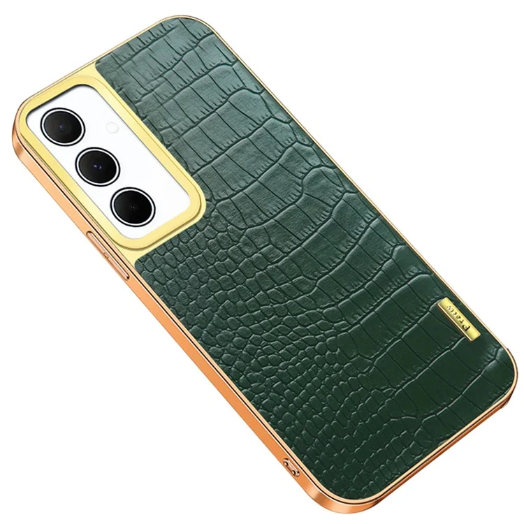 Für Samsung Galaxy A35 5G Case 6D Elektroplattierung Smartphone Krokodilleder Textur Abdeckung - Grün